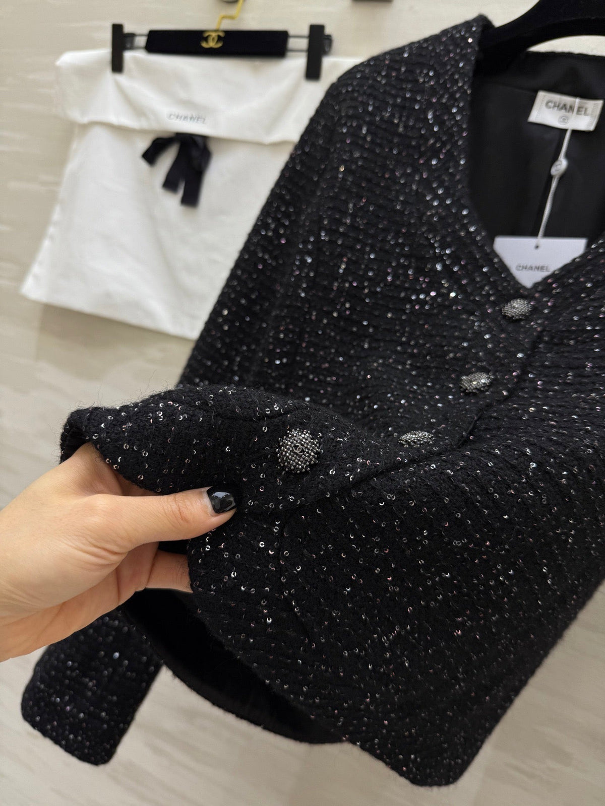 CC 26s Jacket Black Sparkling Sequined Tweed 352318