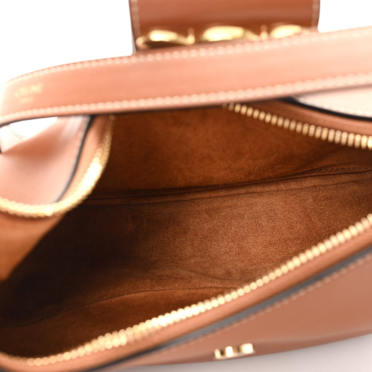 Smooth Calfskin Medium Strap Ava Triomphe Shoulder Bag Tan