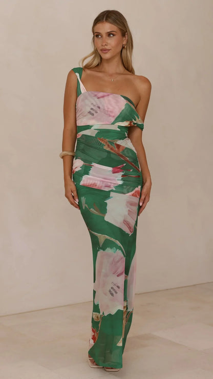 Lena Maxi Dress - Green Floral