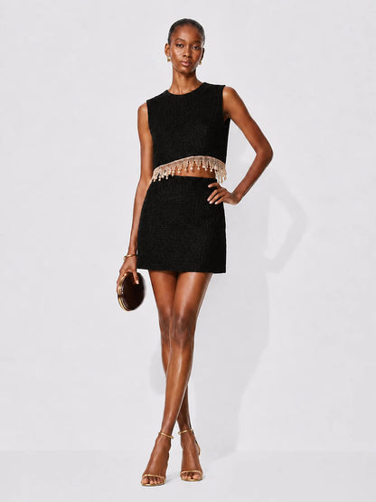 Paloma Rhinestone Tassel Mini Skirt Set