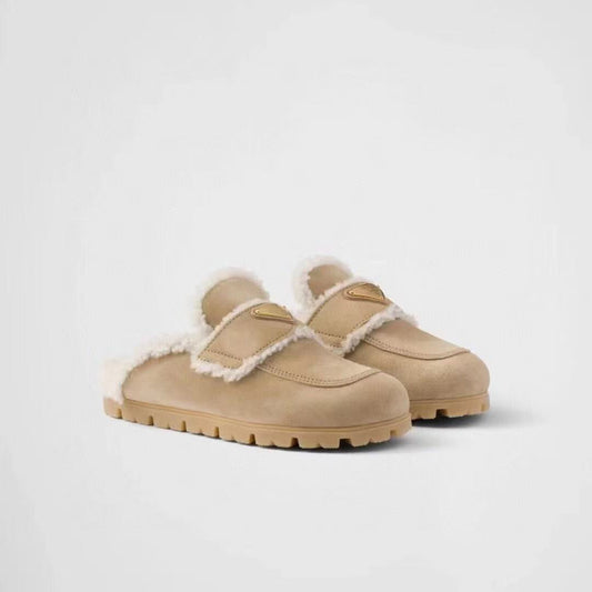 Pra Slippers Desert Beige Suede & Shearling 478568