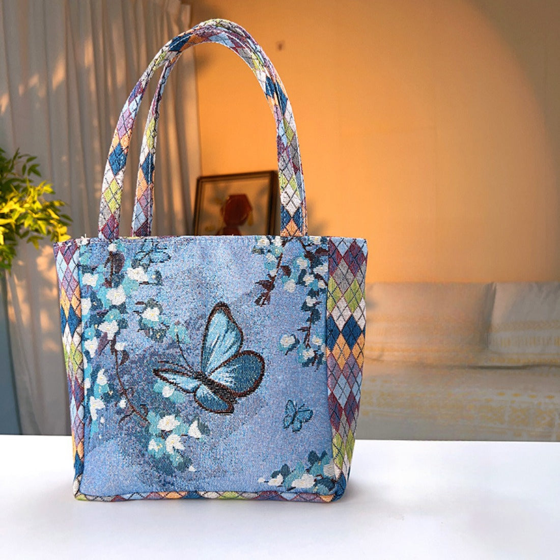 Cosbai - Geometric Lace Botanical &amp; Animal Canvas Tote