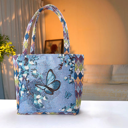 Cosbai - Geometric Lace Botanical &amp; Animal Canvas Tote