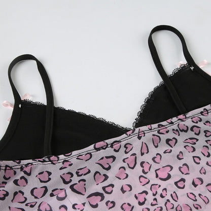 Vesty - Leopard Corset Tank Top with Bow