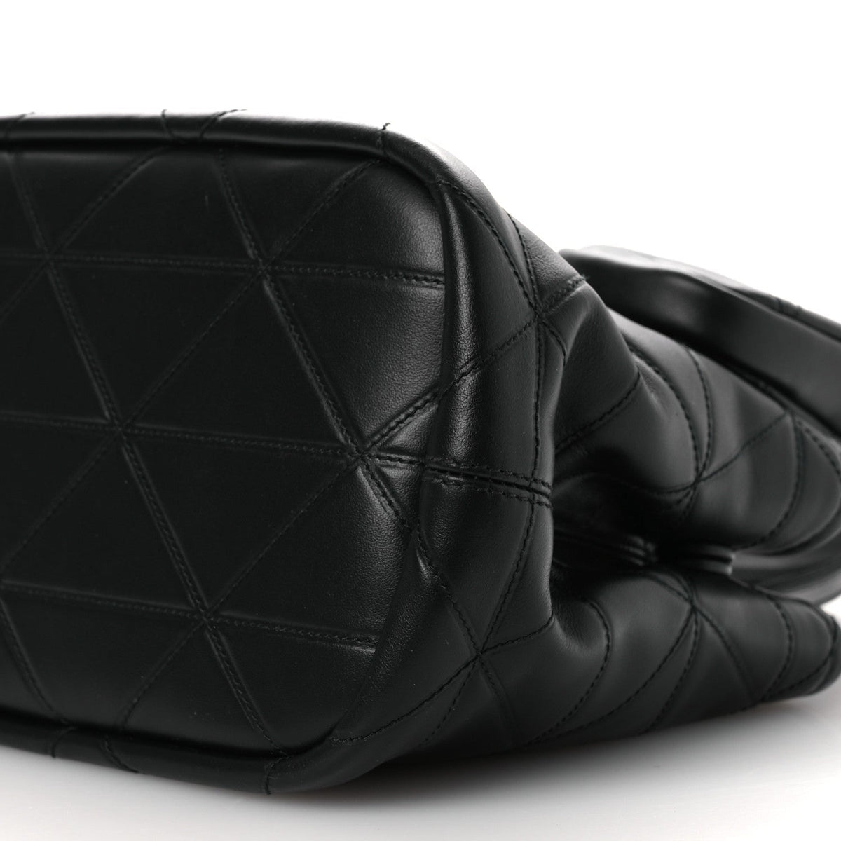 Vitello Triangle Stitched Shopping Tote Black