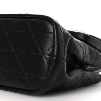 Vitello Triangle Stitched Shopping Tote Black