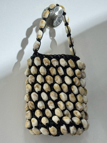Grace Waxed Cord Beaded Woven Bucket Bag