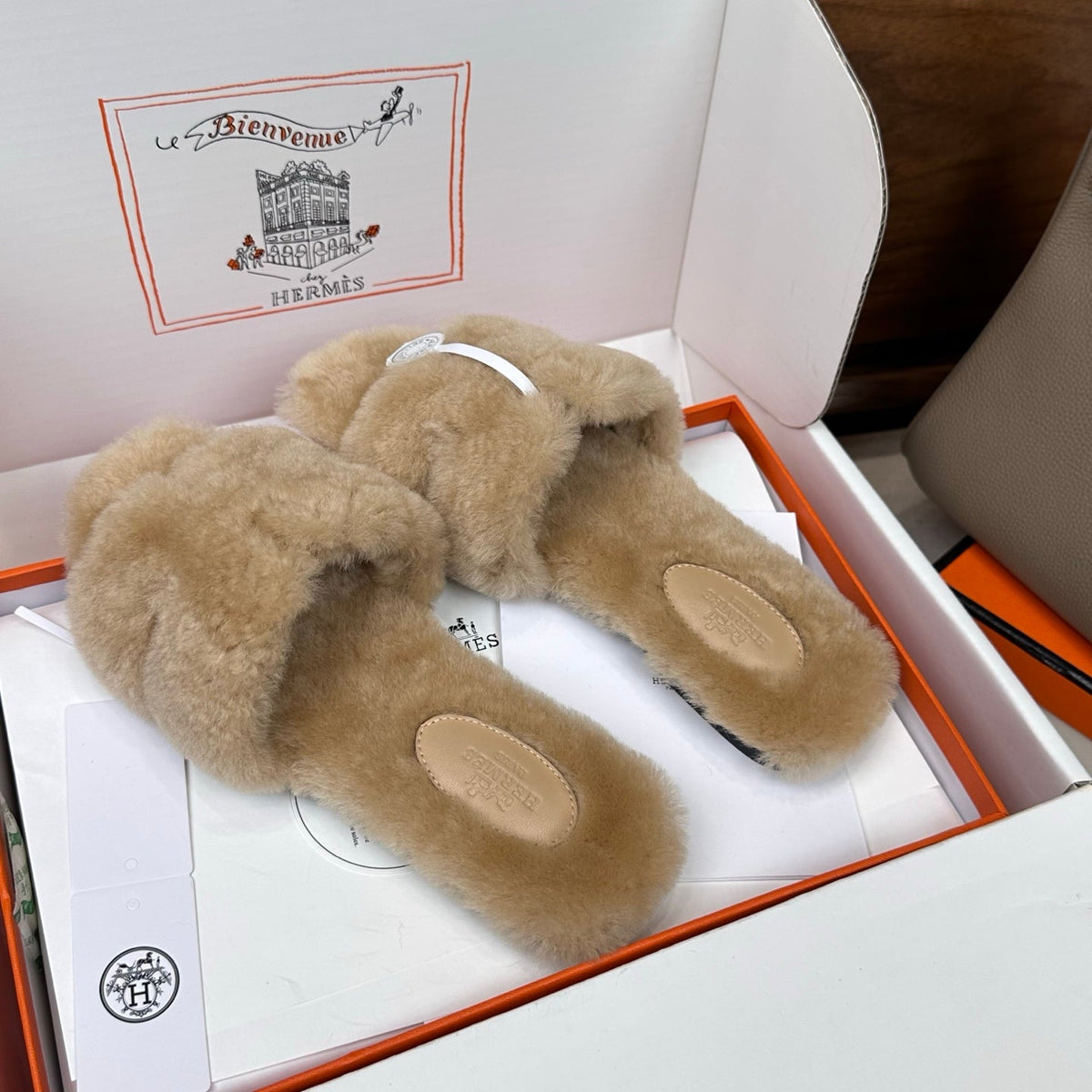 HM Oran Sandal Light Beige Wool Velvet 598194