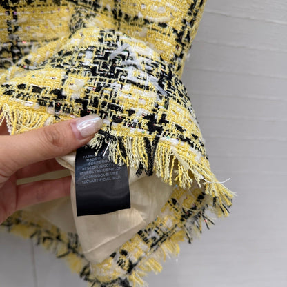 Balmain 26s Slip Dress Yellow Black Tweed 346071