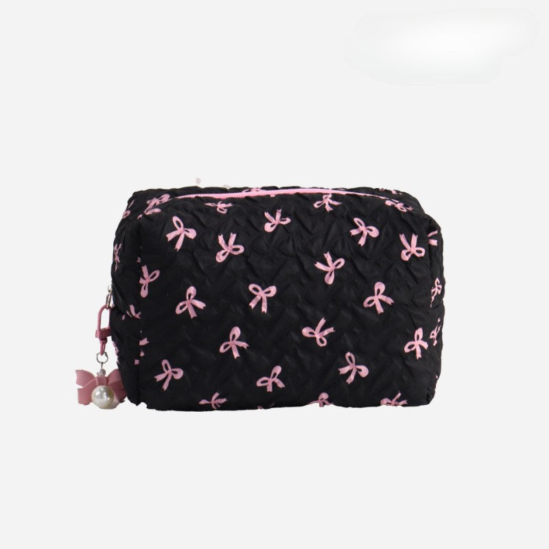 Bow Print Large Capacity Sweet Make Up Bag