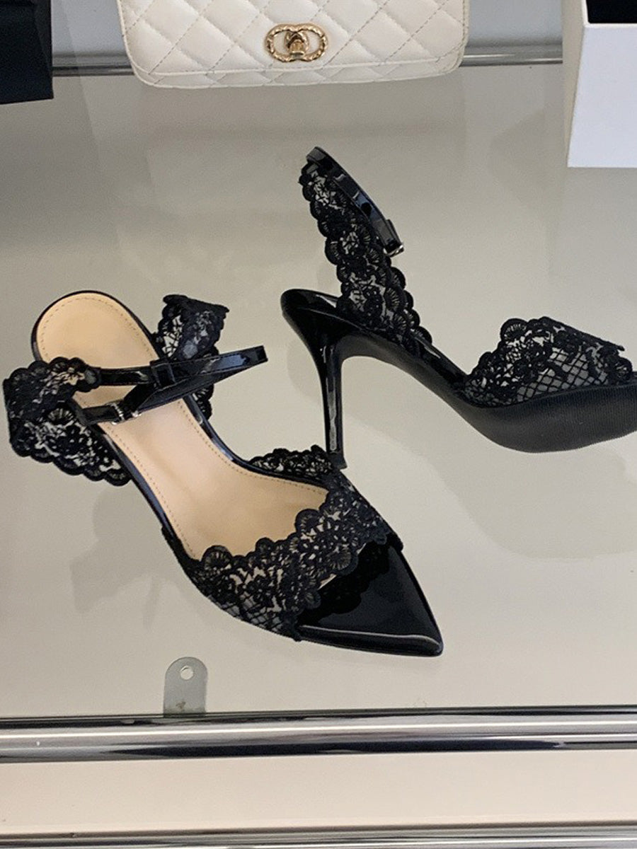 Rafaela Lace Pointed-Toe High-Heel Sandals