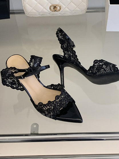 Rafaela Lace Pointed-Toe High-Heel Sandals