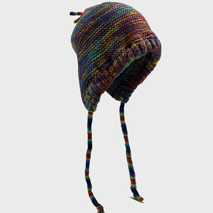 Colorful Knit Long Tassel Warm Ear Flap Beanie