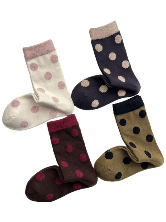 Rufia - Retro Mid-calf Socks with Polka Dot