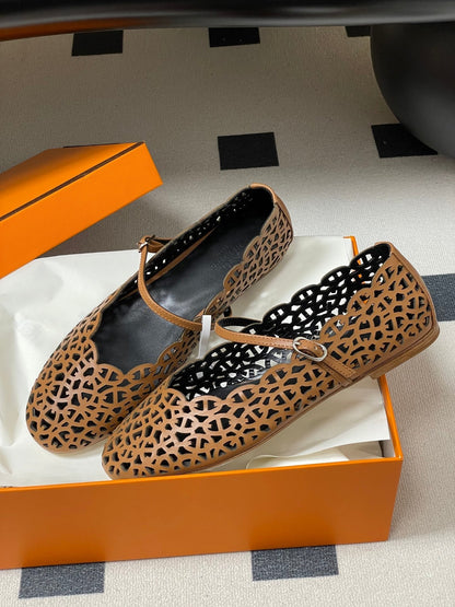 HM 26S Meli Ballet Flats Brown in Cowhide 593799