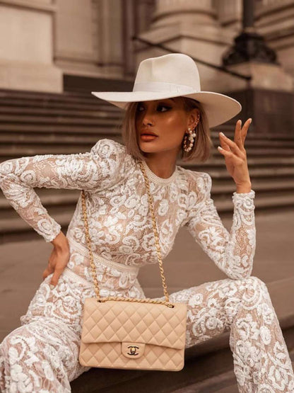 Bellamy Long Sleeved Lace Jumpsuit