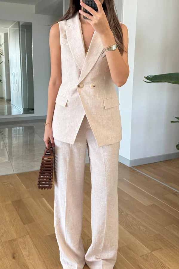 Fashion Lapel Vest \u0026 Pants Two-Piece Set
