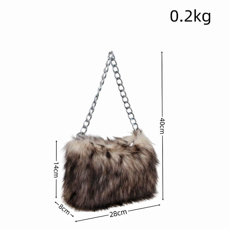 Fluffy Leopard Print Shoulder Evening Bag