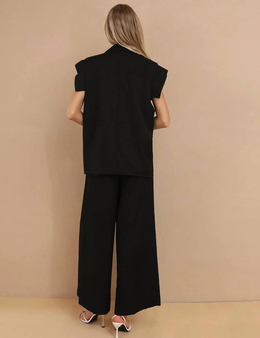 Sleeveless V-Neck Vest and Pants Sets