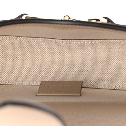 GG Supreme Monogram Textured Dollar Calfskin Mini Horsebit 1955 Shoulder Bag Beige Mystic White Oatmeal