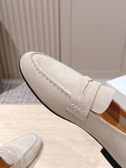 The Row 2025 Loafer Light Beige mix Black Suede 556141