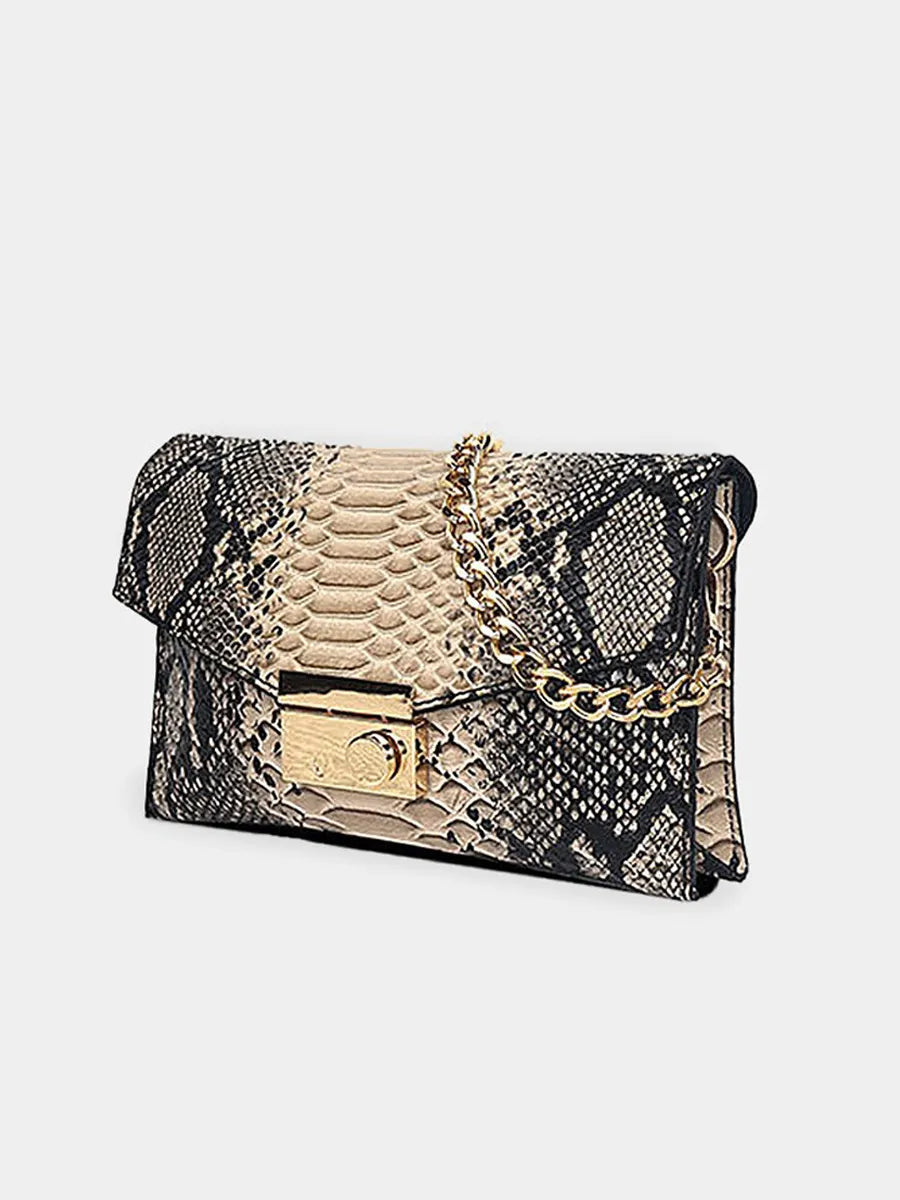 Riley Square Snakeskin-Patterned Leather Bag