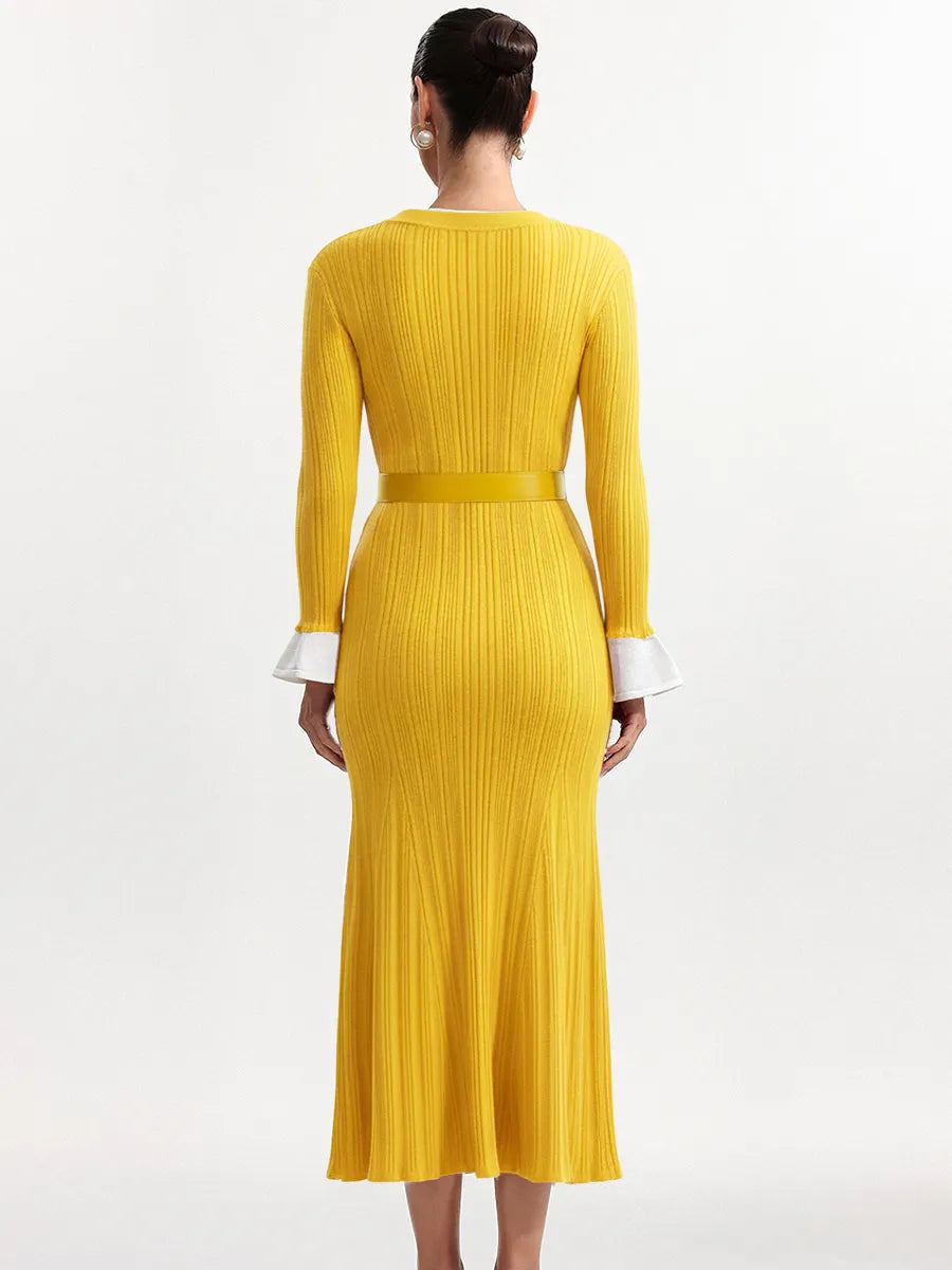 Mariana Classic Round Neck Long Sleeve Knit Maxi Dress