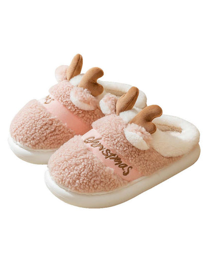 Cute Reindeer Warm Plush Outdoor Slippers