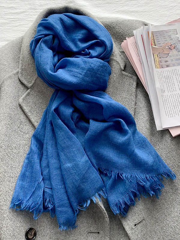 Casual Simple Ramie Cotton 14 Colors Scarf