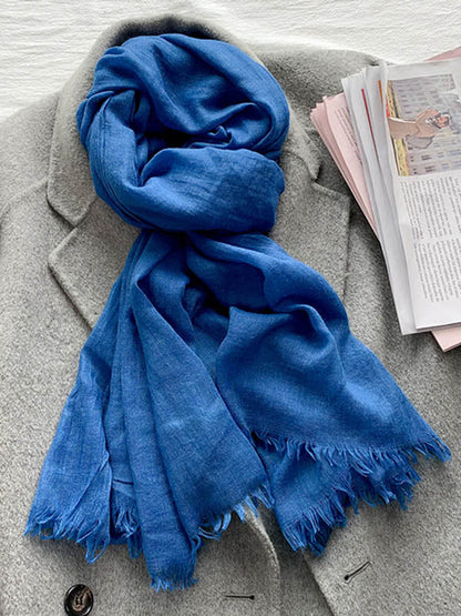 Casual Simple Ramie Cotton 14 Colors Scarf