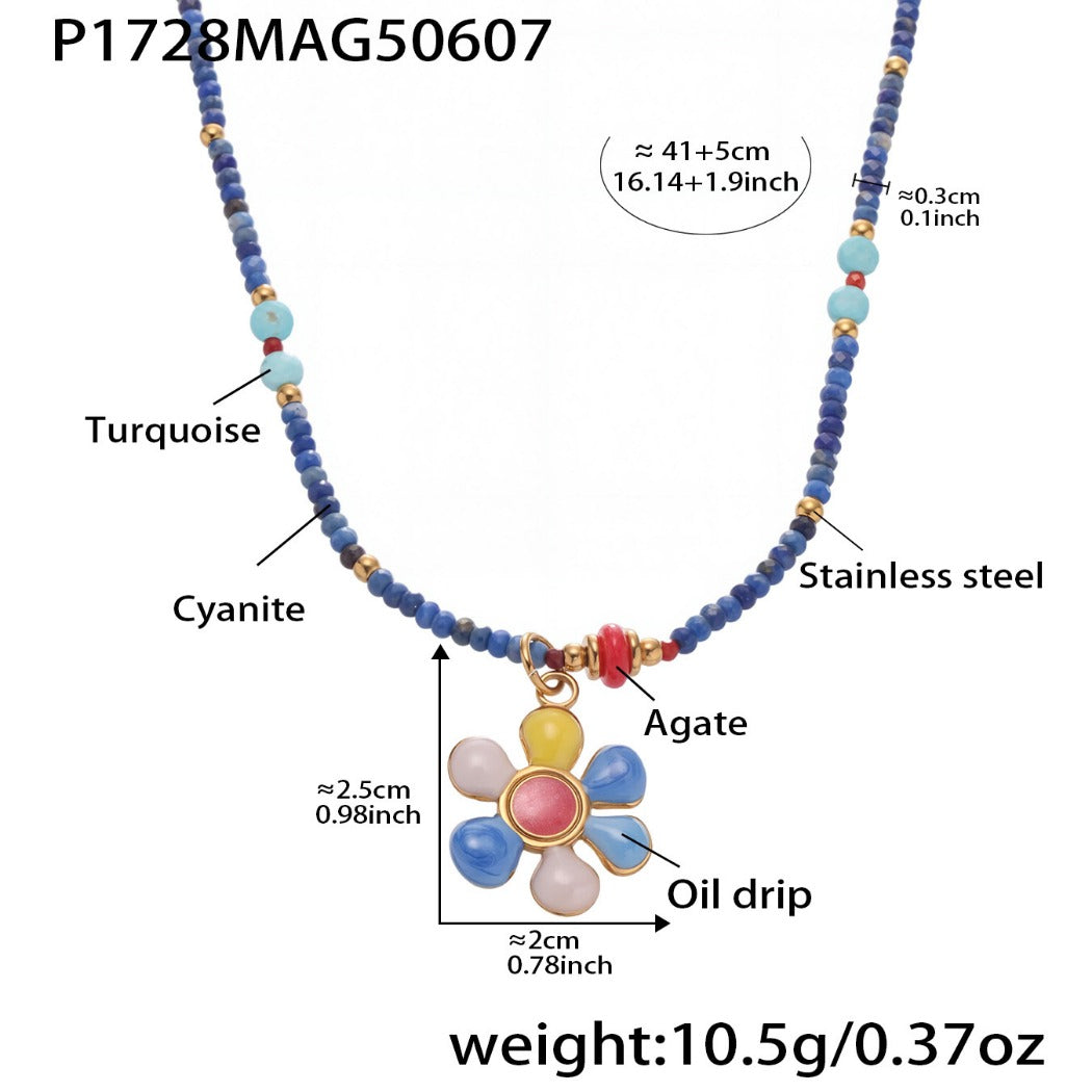 Bauai - Colorful Flat Bead Pendant Necklace - Elegant &amp; Charming