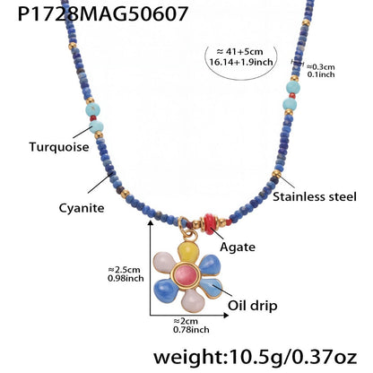 Bauai - Colorful Flat Bead Pendant Necklace - Elegant &amp; Charming