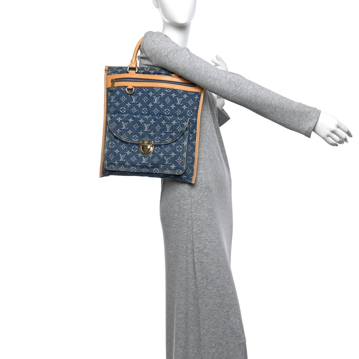 Monogram Denim Sac Plat Blue