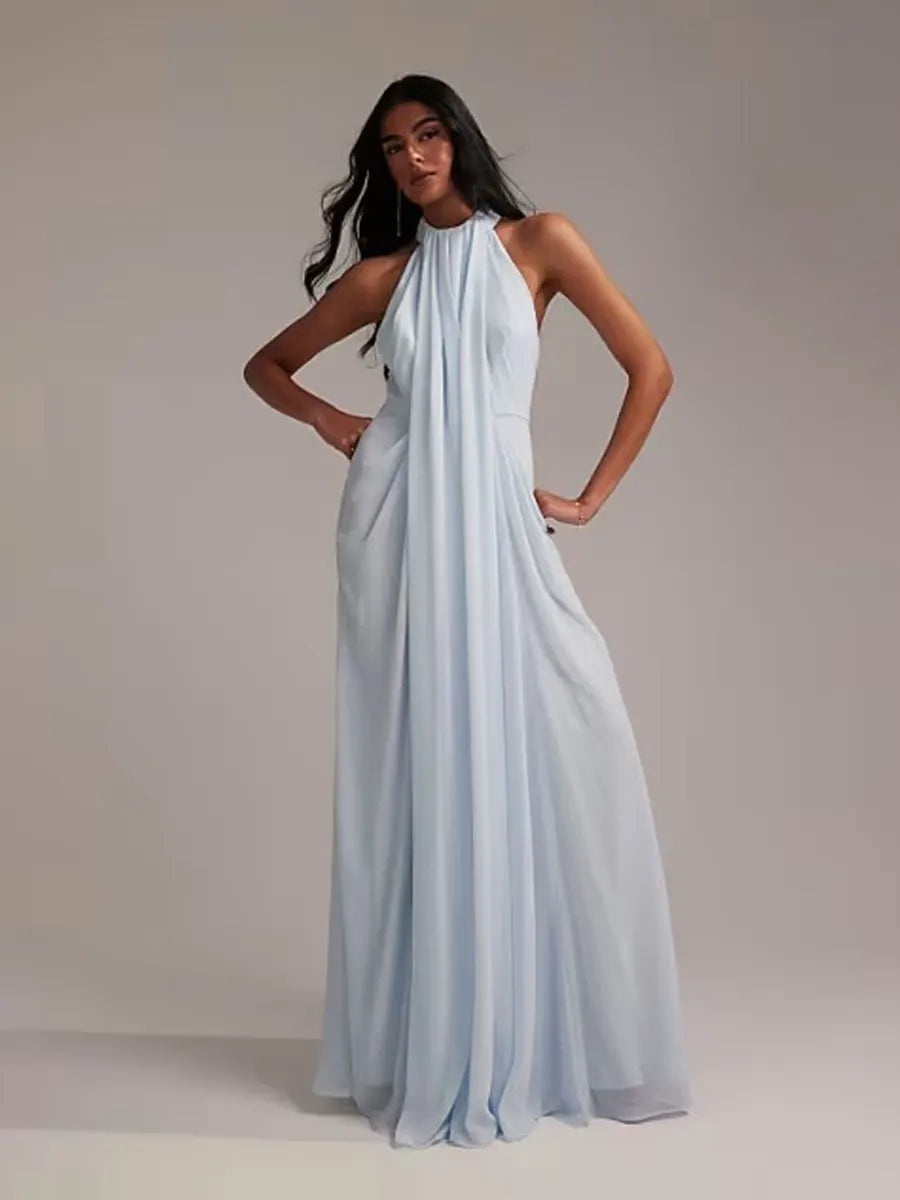Isla Sleeveless Pleated Tulle Maxi Dress