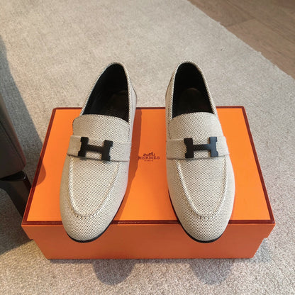 Paris Loafer Grey Canvas With Black Signature Buckle 509369