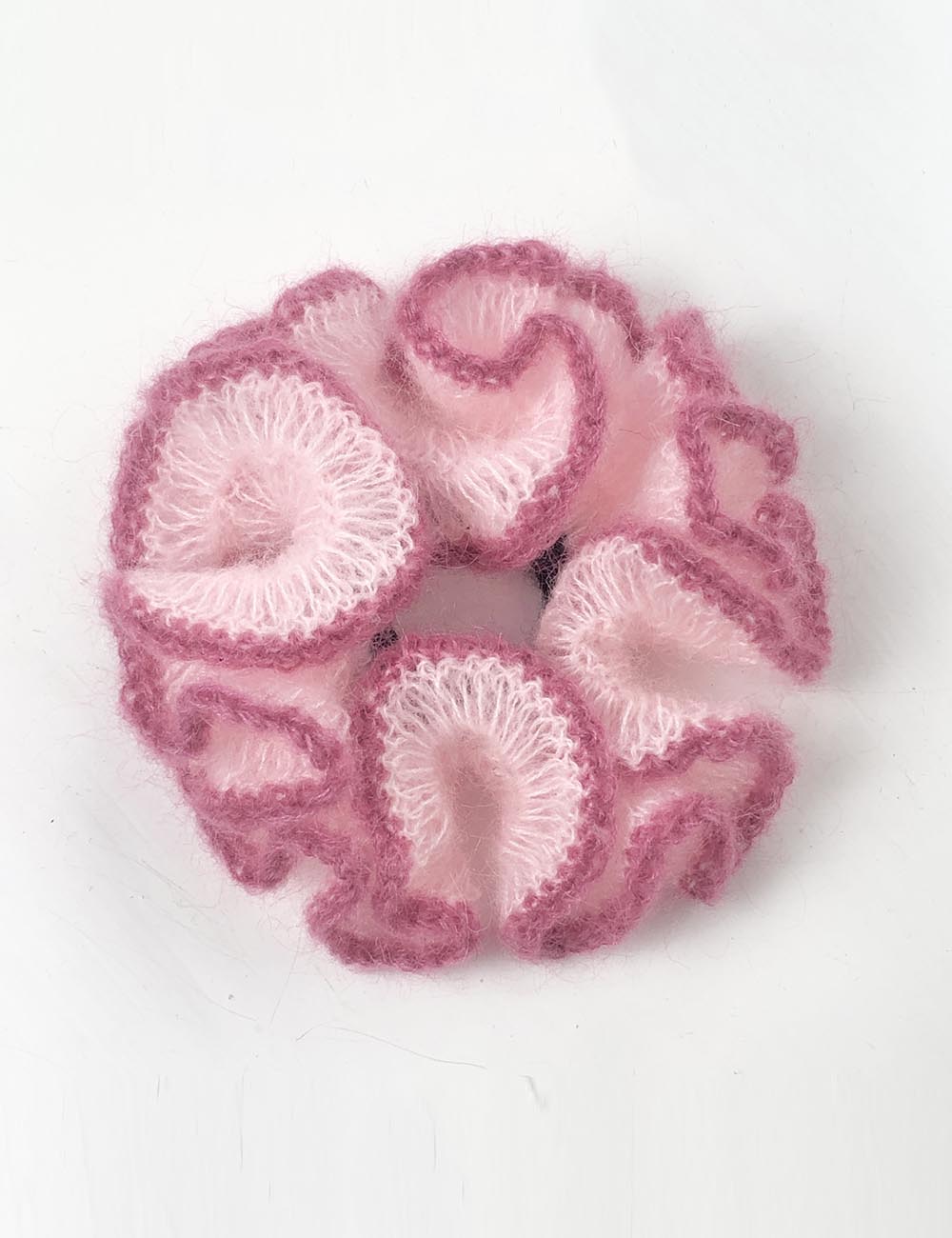 Fuzzy Color Block Handmade Ruffle Scrunchies