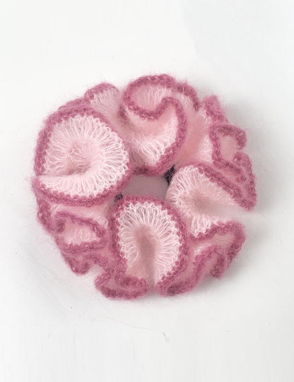 Fuzzy Color Block Handmade Ruffle Scrunchies