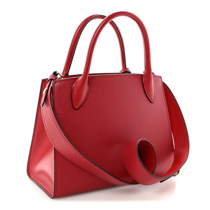 Saffiano Cuir Calfskin Small Monochrome Top Handle Tote Fuoco