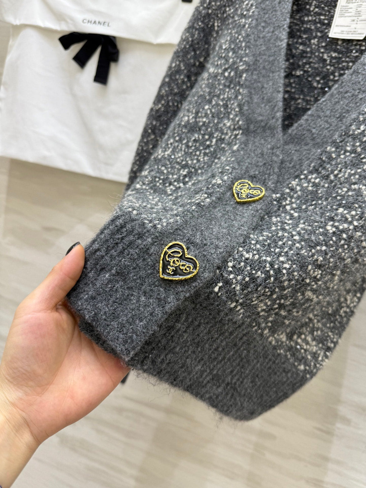 CC Cardigan Grey Wool Tweed 343312
