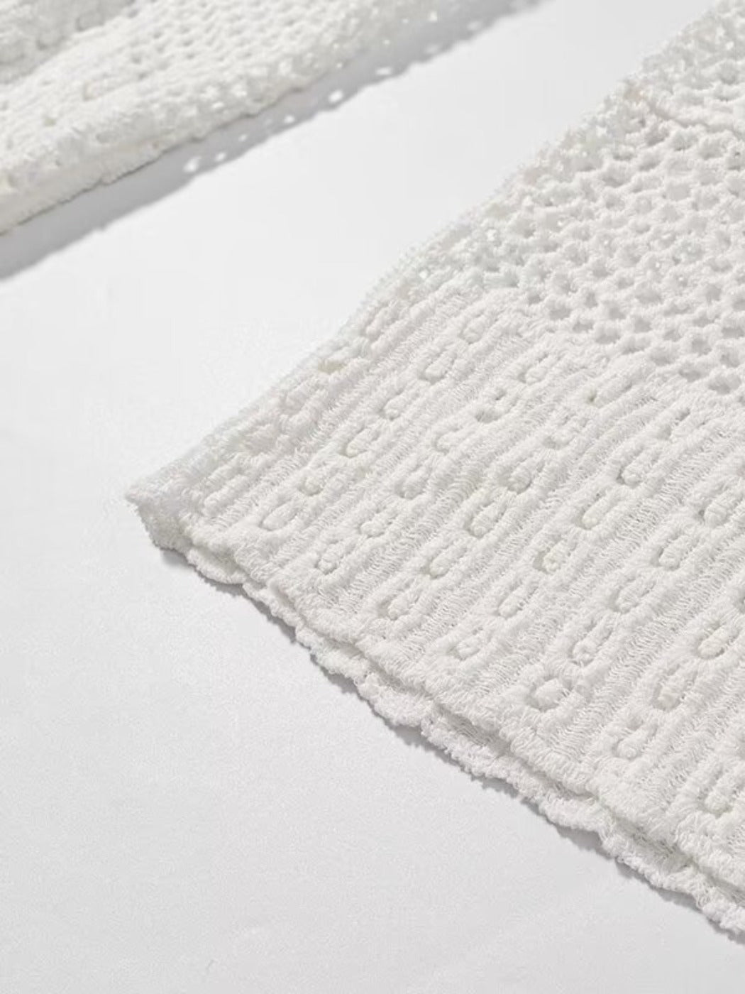 Crosa - Hollow Knitted Round Neck Long-sleeved Top