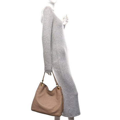 Vitello Phenix Embossed Logo Hobo Caramel