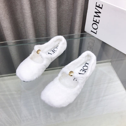 Loewe 2026 Ballet Flat White in Wool 597433