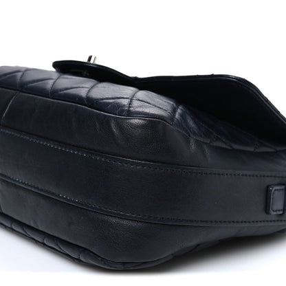 Lambskin Quilted Messenger Bag Dark Navy