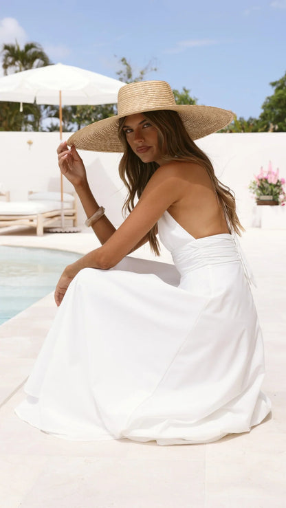 Kathy Halter Neck Maxi Dress - White