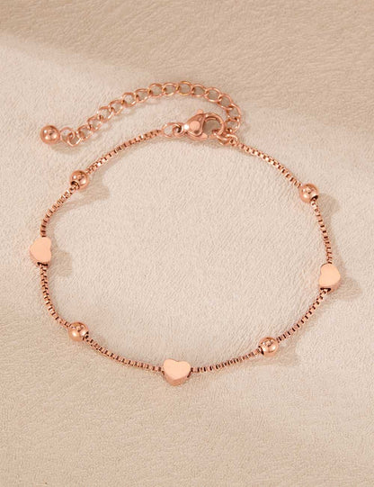 Minimalist Stainless Steel Heart Chain Bracelet