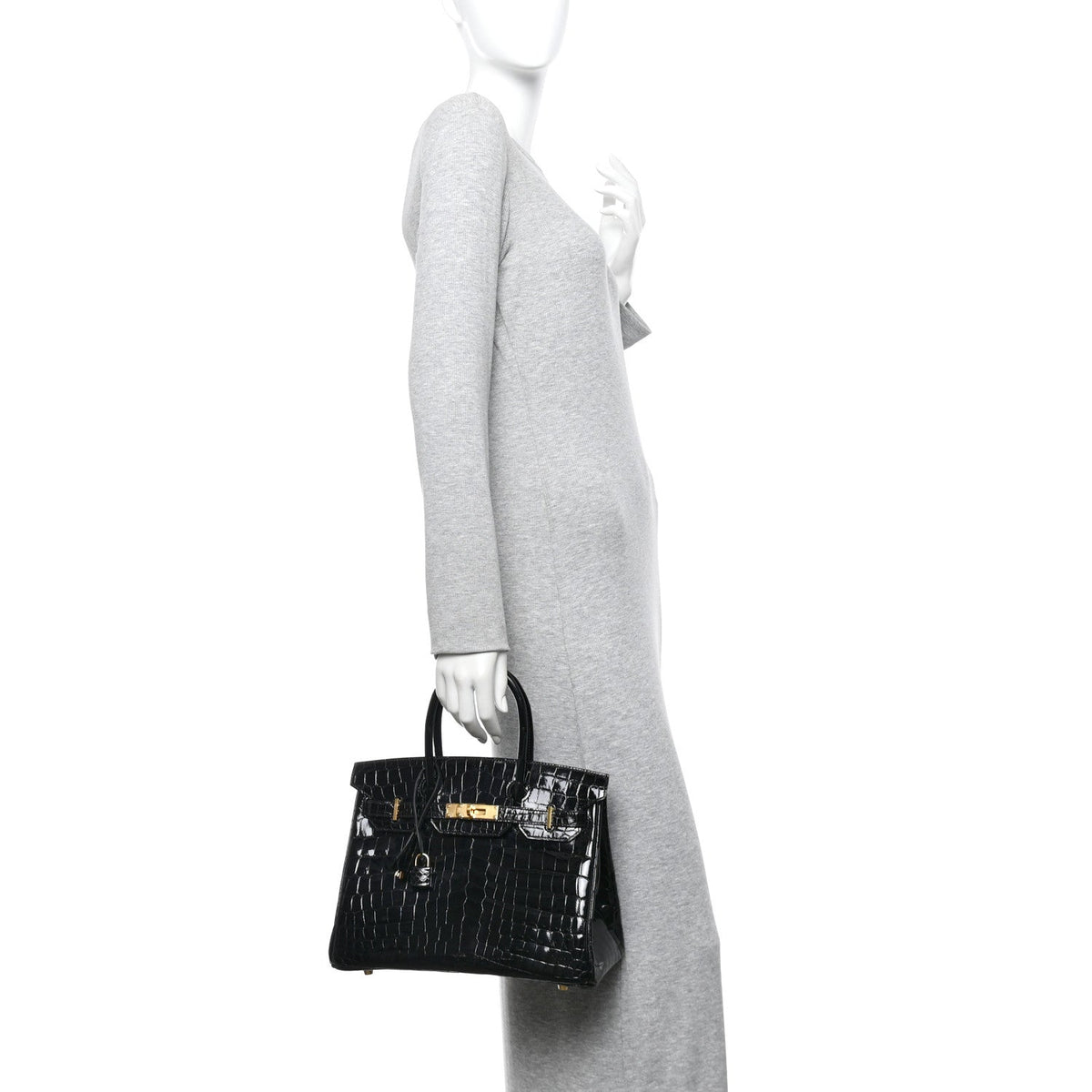 Shiny Niloticus Crocodile Birkin 30 Black
