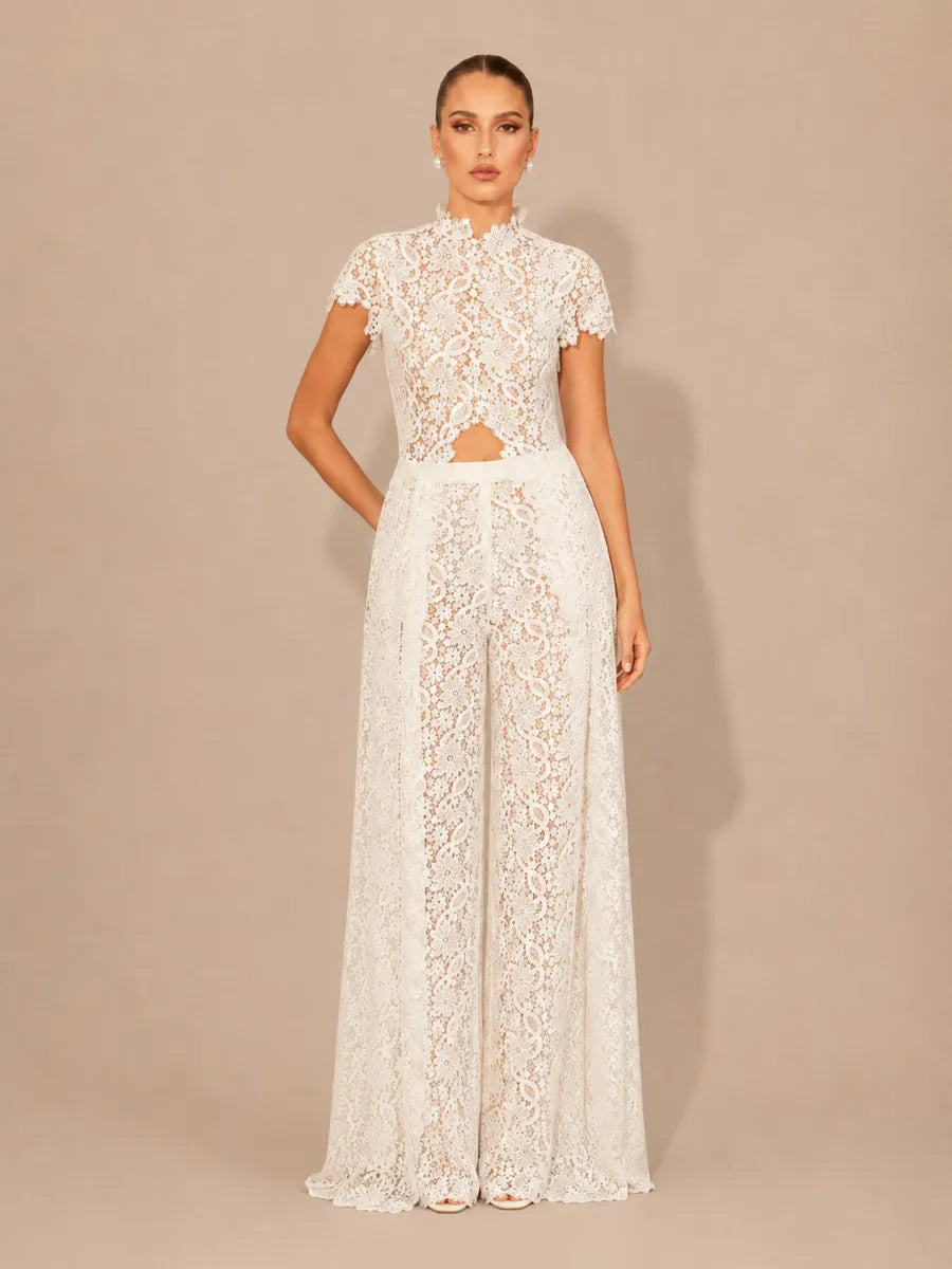Pandora Lace-Panel Top and Trousers Set