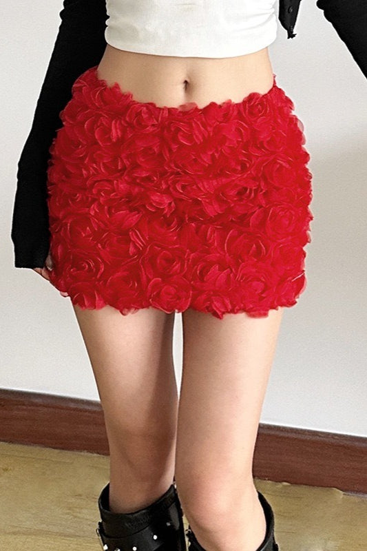 3D Floral Mini Bodycon Skirt