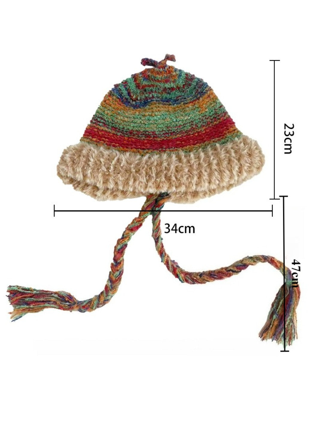Haila - Colorful Stripes Knitted Beanie with Earflaps
