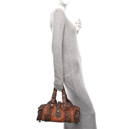 Snakeskin Silverado Shoulder Bag Brown
